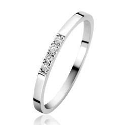 ZINZI Gold 14 krt witgouden ring (1,7mm breed) bezet met vier witte zirkonia's ZGR407W