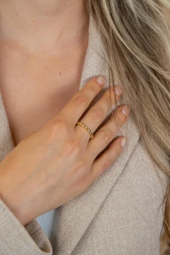 ZINZI goldplated zilveren aanschuifring met fantasie schakels ZIR2802