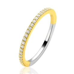 ZINZI goldplated zilveren aanschuifring (1,7mm breed) met een subtiele rij sprankelende zirkonia's ZIR2794Y