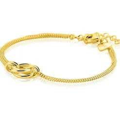 ZINZI gold plated zilveren armband met dubbele gourmet schakel en drie verbonden ringen ZIA2797