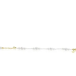 ZINZI gold plated zilveren armband met glanzende witte parels in verschillende groottes en speelse opbouw ZIA2908