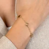 ZINZI gold plated zilveren armband met drie klavervormige zettingen met bruine kleurstenen ZIA2772