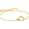 ZINZI gold plated zilveren armband met twee sierlijke harten die met elkaar verbonden zijn, ook bezet met witte zirkonia's 17-20cm ZIA2874Y