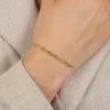 ZINZI gold plated zilveren armband met aflopende marine-schakels (3,8mm breed) 17–20cm ZIA2762G
