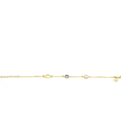 ZINZI gold plated zilveren armband met rondjes, bezet met blauwe en roze kleurstenen ZIA2715G
