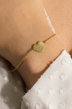 ZINZI gold plated zilveren armband met hart plaatje 10mm om te graveren 17-20cm ZIA2346G