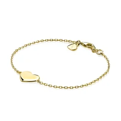ZINZI gold plated zilveren armband met hart plaatje 10mm om te graveren 17-20cm ZIA2346G