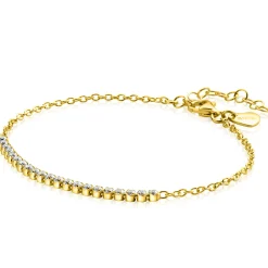 ZINZI gold plated zilveren armband, in het midden bezet met 21 witte zirconia's 16-19cm ZIA2370Y
