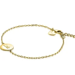 ZINZI gold plated zilveren armband met rond plaatje 15mm om te graveren 17-20cm ZIA2345G