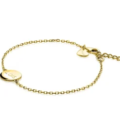 ZINZI gold plated zilveren armband met rond plaatje 15mm om te graveren 17-20cm ZIA2345G