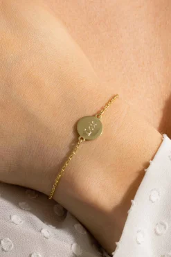 ZINZI gold plated zilveren armband met rond plaatje 15mm om te graveren 17-20cm ZIA2345G