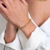 ZINZI gold plated zilveren armband met 5,5mm brede paperclip schakel 19cm ZIA2286G