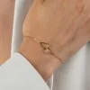 ZINZI gold plated zilveren armband met paperclip-schakels, waarbij in het midden twee druppelvormen mooi met elkaar verbonden zijn 17-20cm ZIA2634
