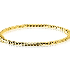 ZINZI gold plated zilveren bangle armband met bolletjes-motief 3mm en luxe scharniersluiting ZIA2755G