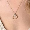 ZINZI gold plated zilveren bolletjes ketting met grote open hart hanger 20mm en bungelend luxe hartje 45-48cm ZIC2621