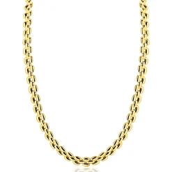 ZINZI gold plated zilveren brede rolex-style schakel-collier 8mm breed 43cm ZIC2764G