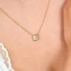 ZINZI gold plated zilveren collier 45cm met een rechthoekige gladde kastzetting (9mm), bezet met een witte zirkonia ZIC2899