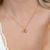 ZINZI gold plated zilveren collier 45cm met hanger van drie verbonden ringen (knoop-stijl) ZIC2890G