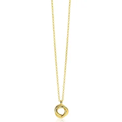 ZINZI gold plated zilveren collier 45cm met hanger van drie verbonden ringen (knoop-stijl) ZIC2890G