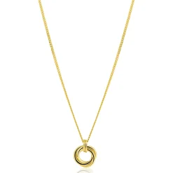 ZINZI gold plated zilveren collier 45cm met hanger van verbonden ringen (knoop-stijl) ZIC2797