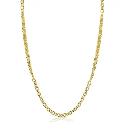ZINZI goldplated zilveren collier 45cm met dubbele stijl: grove schakel en fijne kettingen ZIC2781G