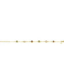 ZINZI gold plated zilveren fantasie armband met speelse vormen bruin en olijfgroen ZIA2771