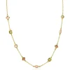 ZINZI gold plated zilveren fantasie collier 45cm met speelse vormen bruin en olijfgroen ZIC2771