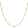 ZINZI gold plated zilveren fantasie ketting met 13 geelgroene donuts en glanzende bolletjes 42-45cm ZIC2508