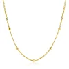 ZINZI gold plated zilveren gourmet ketting met vijf bolletjes 42–45cm ZIC2714G
