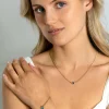 ZINZI gold plated zilveren gourmet ketting met vierkante zetting bezet met indigo blauwe kleursteen 40-45cm ZIC2417G