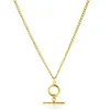 ZINZI gold plated zilveren gourmet ketting 45cm met trendy kapittelstokje en open rondje 40-45cm ZIC2359