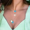ZINZI gold plated zilveren hanger smiley rond 15mm met wit emaille ZIH2312W (zonder collier)