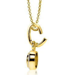 ZINZI gold plated zilveren hanger met witte zirconia's om je oorbedels aan te hangen ZIH2CHG