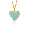 ZINZI gold plated zilveren hanger hart 15mm met turquoise emaille ZIH2314T (zonder collier)