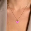 ZINZI gold plated zilveren hanger hart 15mm met roze emaille ZIH2314R (zonder collier)