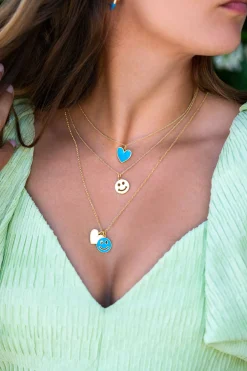 ZINZI gold plated zilveren hanger hart 15mm met blauw emaille ZIH2314B (zonder collier)