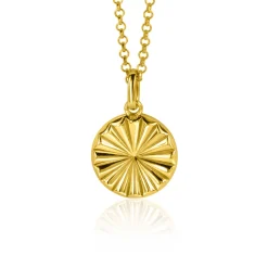 ZINZI gold plated zilveren hanger zonnestralen rond 15mm ZIH2296 (zonder collier)