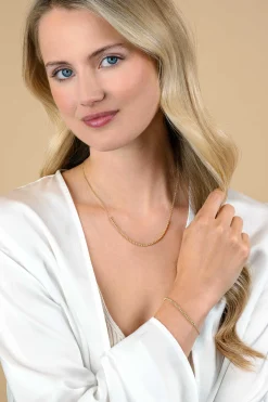 ZINZI gold plated zilveren jasseron armband met bolletjes schakels (2,5mm breed) in het midden 16-19cm ZIA2640G