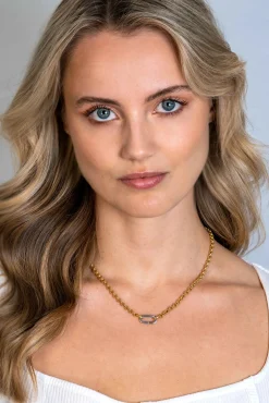 ZINZI gold plated zilveren jasseron ketting 42cm met ovale sluitring ZIC2377G