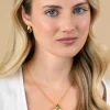 ZINZI gold plated zilveren jasseron ketting 45cm met luxe grote druppelvormige hanger (24mm) ZIC2637G