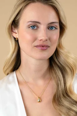 ZINZI gold plated zilveren jasseron ketting 42-45cm met organisch gevormde hanger 18mm ZIC2636G