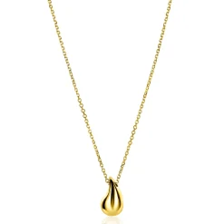 ZINZI gold plated zilveren jasseron ketting 42-45cm met organisch gevormde hanger 18mm ZIC2636G