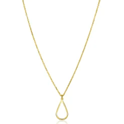 ZINZI gold plated zilveren jasseron ketting met open druppelvormige hanger (10mm) 42-45cm ZIC2635