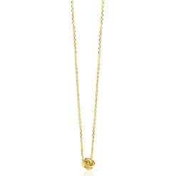 ZINZI gold plated zilveren ketting met hanger in roosdesign (9mm) en bezet met een witte zirkonia in het midden 42-45cm ZIC2872Y