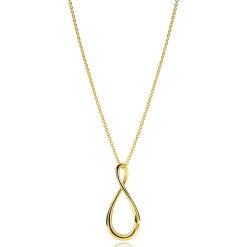 ZINZI goldplated zilveren ketting 60cm met grote gestileerde Infinity-hanger 52mm ZIC2675G