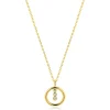 ZINZI gold plated zilveren ketting 45cm met ronde hanger en drie fonkelende witte zirkonia's ZIC2820Y