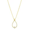 ZINZI goldplated zilveren ketting 45cm met grote sierlijke druppelvormige hanger 35mm met witte zirkonia’s ZIC2815