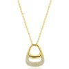 ZINZI goldplated zilveren ketting 45cm met stijlvolle dubbele hanger, bezet met witte zirconia's ZIC2806Y