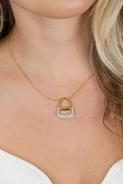 ZINZI goldplated zilveren ketting 45cm met stijlvolle dubbele hanger, bezet met witte zirconia's ZIC2806Y