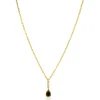 ZINZI goldplated zilveren ketting 45cm met bruine druppelvormige kleursteen ZIC2804